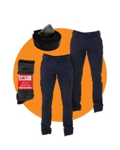 Bisley Tradies Flex And Move Stretch Cargo Utility Pant Twin Value Pack - Navy