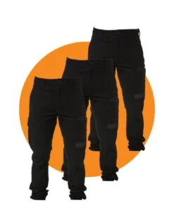 Tradies WP-4 Stretch Cuffed Work Pants Value Pack - Black