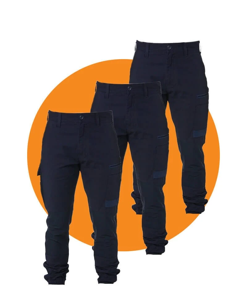 Tradies WP-4 Stretch Cuffed Work Pants Value Pack - Navy 3 Tradies WP-4 Stretch Cuffed Work Pants Value Pack - Navy