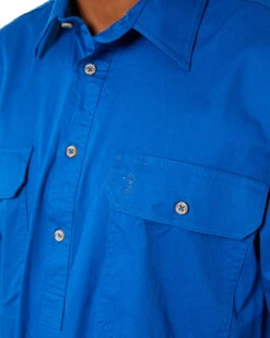Closed Front Cotton Twill Shirt LS - Cobalt Blue -Cheap Bisley || CATerpillar || UNIT Store RM200CF cobalt blue 05