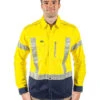 Bisley Flex And Move X Taped Hi Vis LS Utility Shirt - Yellow/Navy -Cheap Bisley || CATerpillar || UNIT Store bisley hi viz shirt bs6177 yellow navy front 83de0bdf 7d21 4887 afa1 0705198add9b