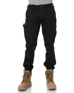 Bisley Stretch Cotton Drill Cargo Cuffed Pants - Black