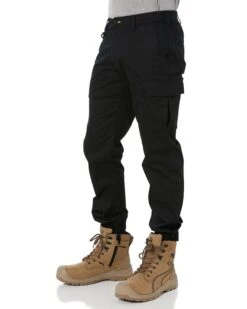 Bisley Stretch Cotton Drill Cargo Cuffed Pants - Black -Cheap Bisley || CATerpillar || UNIT Store bisley BPC6028 black 3