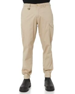 Bisley Stretch Cotton Drill Cargo Cuffed Pants - Stone