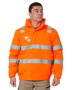 Bisley Hi Vis Taped Wet Weather Bomber Jacket - Orange