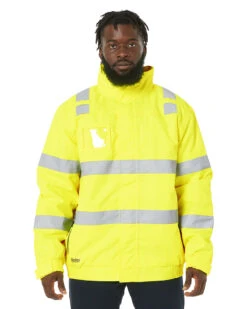 Bisley Hi Vis Taped Wet Weather Bomber Jacket - Yellow
