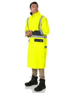 Bisley Hi Vis Taped Long Rain Coat - Yellow/Navy -Cheap Bisley || CATerpillar || UNIT Store bisley bj6961t yellow navy 3