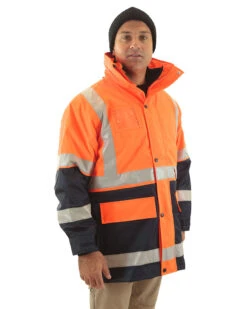 Bisley 5 In 1 Rain Jacket - Orange/Navy -Cheap Bisley || CATerpillar || UNIT Store bisley bk6975 on m 4 1 1