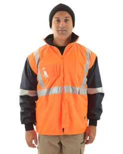 Bisley 5 In 1 Rain Jacket - Orange/Navy -Cheap Bisley || CATerpillar || UNIT Store bisley bk6975 on m 5 1 1