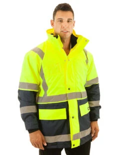 Bisley 5 In 1 Rain Jacket - Yellow/Navy -Cheap Bisley || CATerpillar || UNIT Store bisley bk6975 yn m 4 1 1 da7889fd c592 4ab4 b380 0b5ba0debc7d