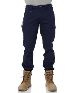 Bisley Stretch Cotton Drill Cargo Cuffed Pants - Navy
