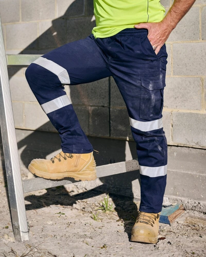 Bisley Taped Biomotion Stretch Cotton Drill Elastic Waist Cargo Work Pant - Navy 3 Bisley Taped Biomotion Stretch Cotton Drill Elastic Waist Cargo Work Pant - Navy