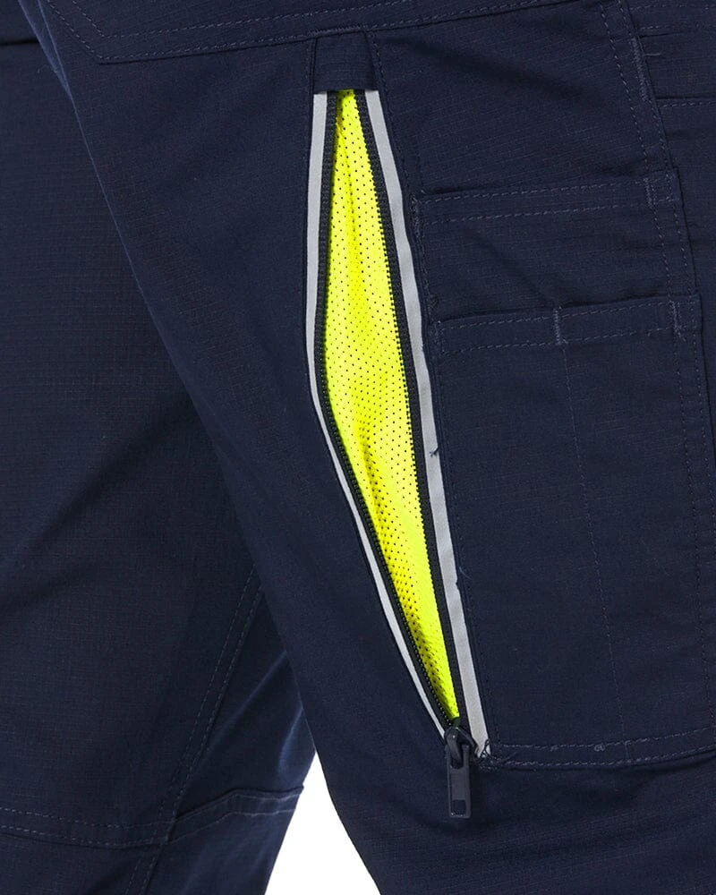 Bisley X Airflow Taped Stretch Ripstop Vented Cargo Pant - Navy/Yellow 9 Bisley X Airflow Taped Stretch Ripstop Vented Cargo Pant - Navy/Yellow - Image 7