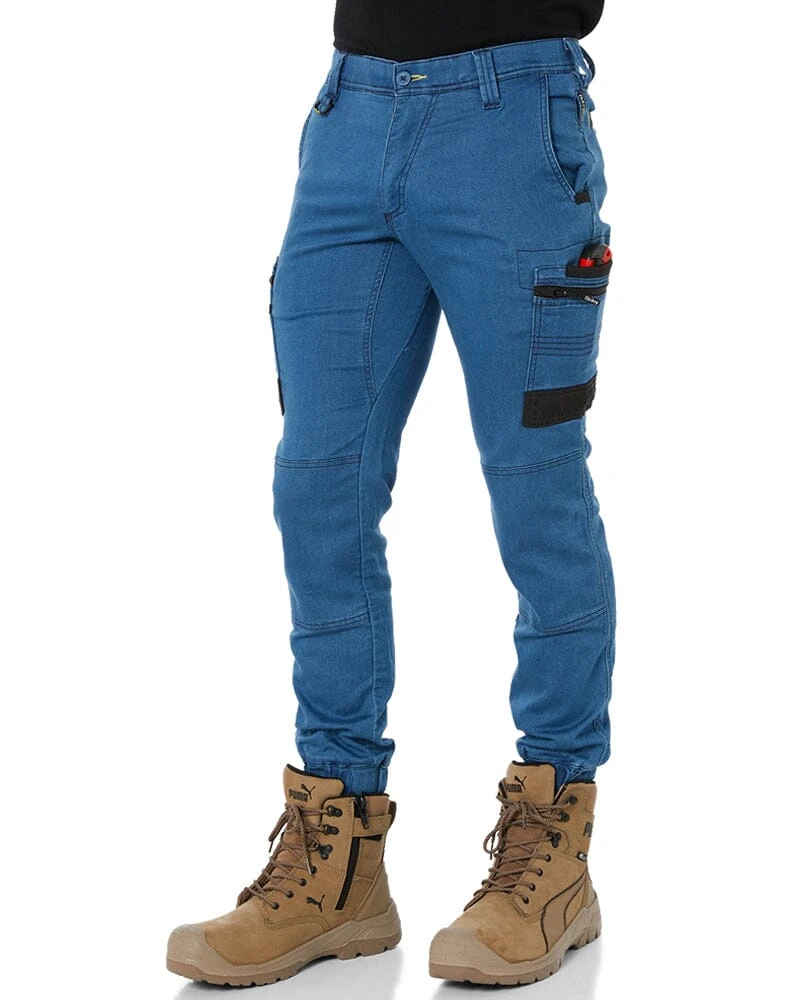 Bisley Flex And Move Stretch Denim Cargo Cuffed Pants - Light Denim 5 Bisley Flex And Move Stretch Denim Cargo Cuffed Pants - Light Denim - Image 3