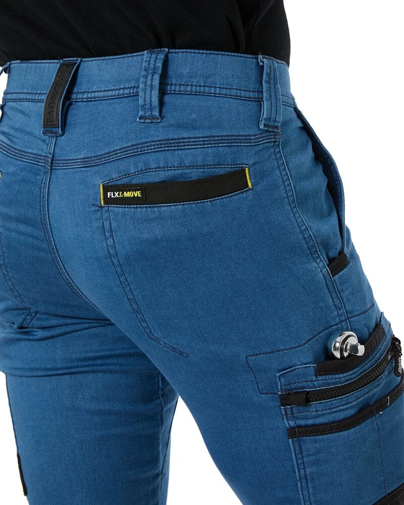 Bisley Flex And Move Stretch Denim Cargo Cuffed Pants - Light Denim 8 Bisley Flex And Move Stretch Denim Cargo Cuffed Pants - Light Denim - Image 6
