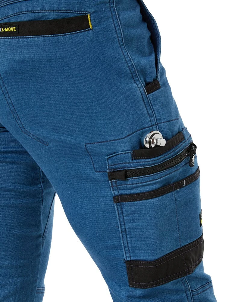 Bisley Flex And Move Stretch Denim Cargo Cuffed Pants - Light Denim 9 Bisley Flex And Move Stretch Denim Cargo Cuffed Pants - Light Denim - Image 7