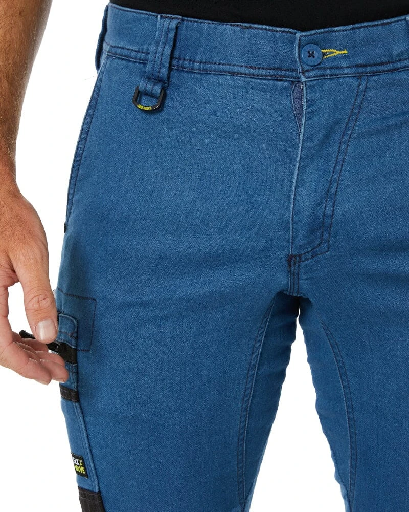 Bisley Flex And Move Stretch Denim Cargo Cuffed Pants - Light Denim 11 Bisley Flex And Move Stretch Denim Cargo Cuffed Pants - Light Denim - Image 9
