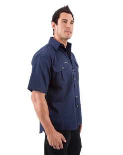 Bisley Original Cotton Drill SS Shirt - Navy -Cheap Bisley || CATerpillar || UNIT Store bisley bs1433 bpct m 4 4 1 1