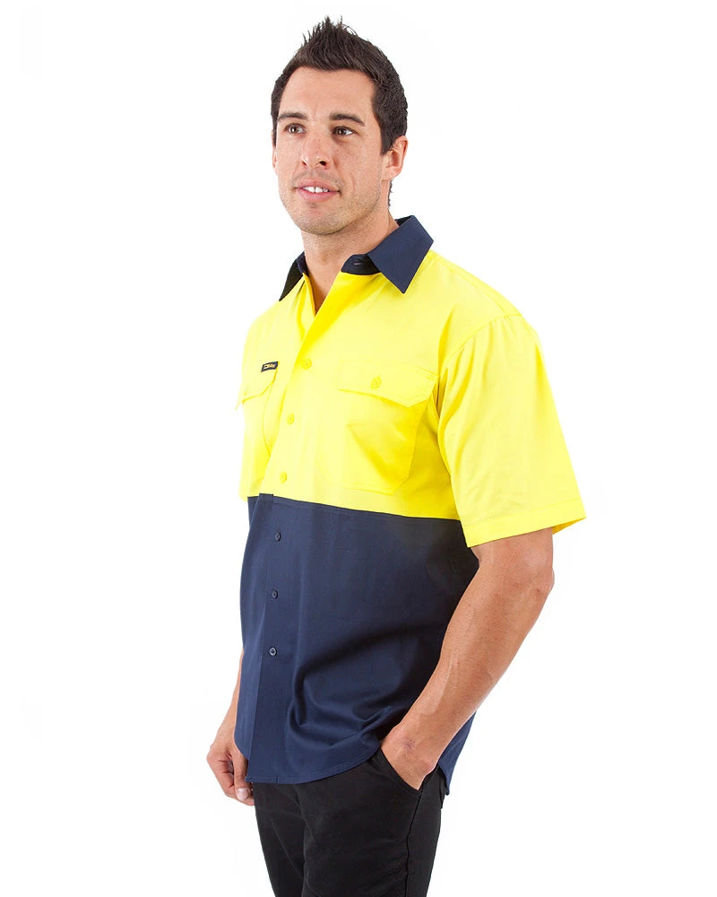 Bisley Cool Lightweight Drill Shirt SS - Yellow/Navy 4 Bisley Cool Lightweight Drill Shirt SS - Yellow/Navy - Image 2