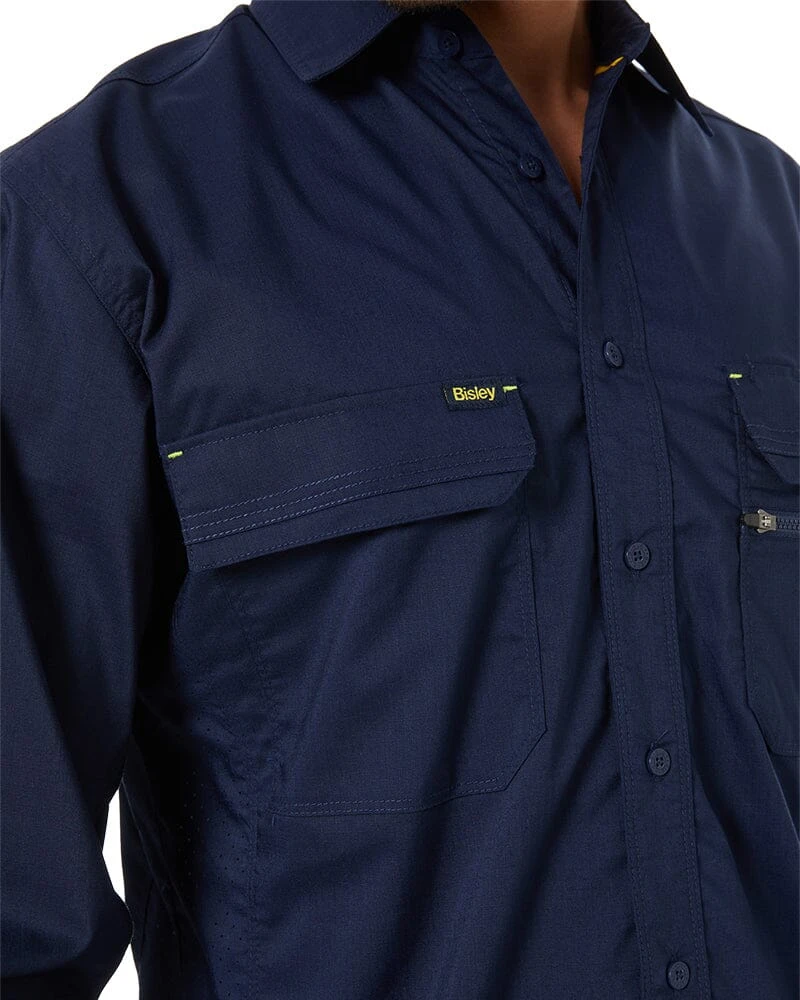 Bisley X Airflow Stretch Ripstop Shirt - Navy 8 Bisley X Airflow Stretch Ripstop Shirt - Navy - Image 6