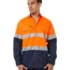 Bisley X Airflow Hi Vis Taped Stretch Ripstop Shirt - Orange/Navy -Cheap Bisley || CATerpillar || UNIT Store bisley bs6491t navy orange 1