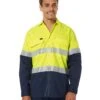 Bisley X Airflow Hi Vis Taped Stretch Ripstop Shirt - Yellow/Navy -Cheap Bisley || CATerpillar || UNIT Store bisley bs6491t yellow navy 1