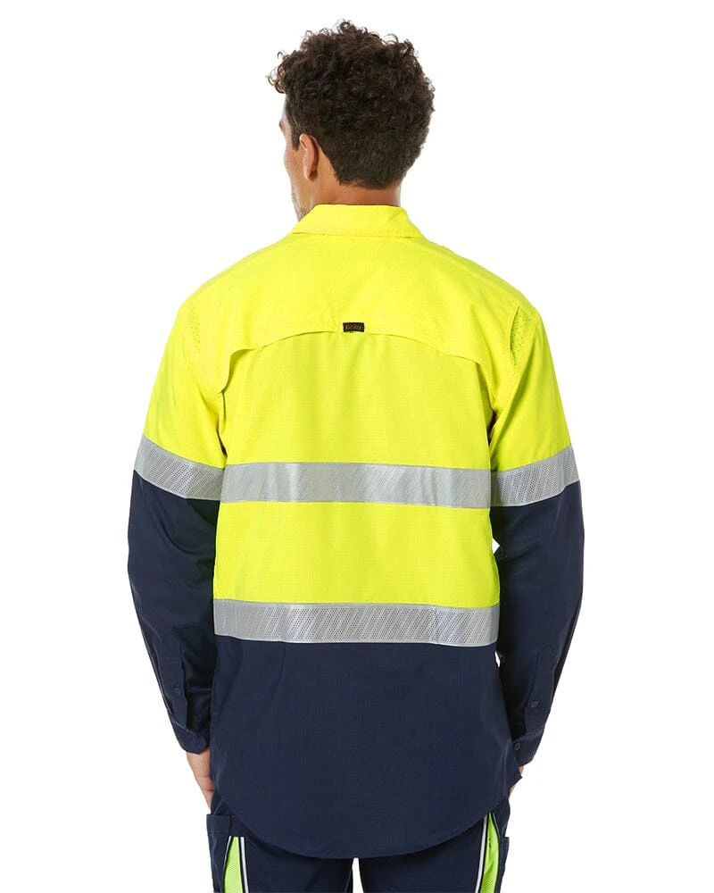 Bisley X Airflow Hi Vis Taped Stretch Ripstop Shirt - Yellow/Navy 6 Bisley X Airflow Hi Vis Taped Stretch Ripstop Shirt - Yellow/Navy - Image 4