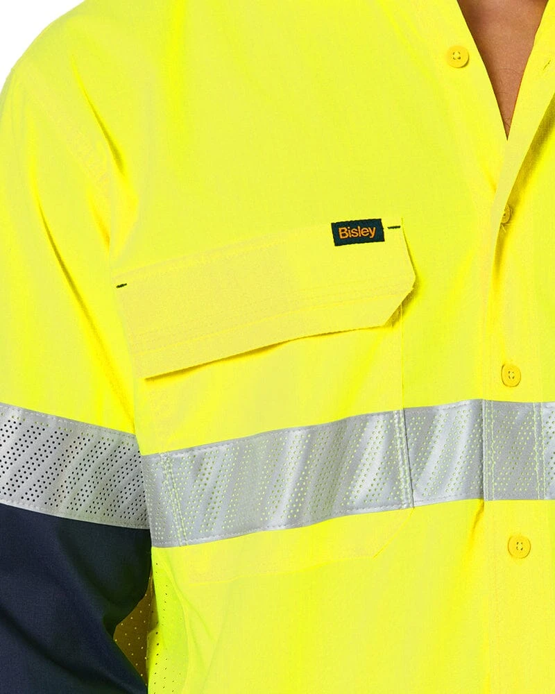 Bisley X Airflow Hi Vis Taped Stretch Ripstop Shirt - Yellow/Navy 9 Bisley X Airflow Hi Vis Taped Stretch Ripstop Shirt - Yellow/Navy - Image 7