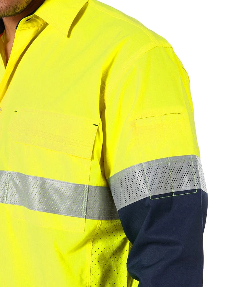 Bisley X Airflow Hi Vis Taped Stretch Ripstop Shirt - Yellow/Navy 10 Bisley X Airflow Hi Vis Taped Stretch Ripstop Shirt - Yellow/Navy - Image 8