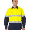 Bisley Hi Vis Recycled LS Drill Shirt - Yellow/Navy -Cheap Bisley || CATerpillar || UNIT Store bisley bs6996t yellow navy 1