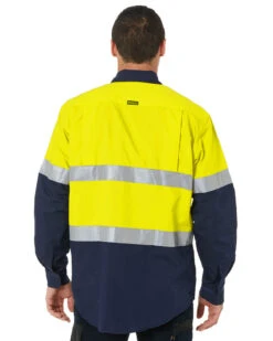 Bisley Hi Vis Recycled LS Drill Shirt - Yellow/Navy -Cheap Bisley || CATerpillar || UNIT Store bisley bs6996t yellow navy 4