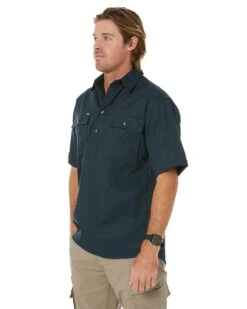 Bisley Closed Front Mens Cotton Drill SS Shirt - Bottle -Cheap Bisley || CATerpillar || UNIT Store bisley bsc1433 bgrg 3