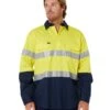 Bisley Taped Hi Vis Closed Front Lightweight LS Shirt - Yellow/Navy 2 Bisley Taped Hi Vis Closed Front Lightweight LS Shirt - Yellow/Navy -Cheap Bisley || CATerpillar || UNIT Store bisley bsc6896 yellow navy 1
