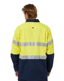 Bisley Taped Hi Vis Closed Front Lightweight LS Shirt - Yellow/Navy 11 Bisley Taped Hi Vis Closed Front Lightweight LS Shirt - Yellow/Navy -Cheap Bisley || CATerpillar || UNIT Store bisley bsc6896 yellow navy 4