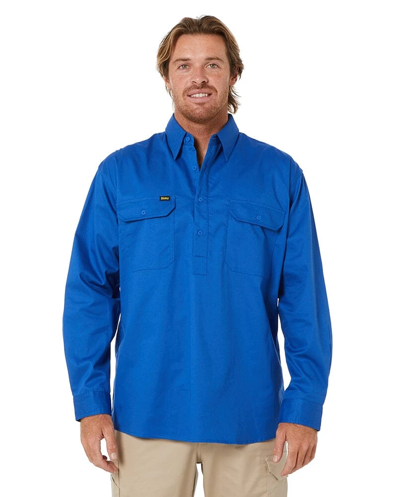 Bisley Closed Front Mens Lightweight LS Drill Shirt - Royal 3 Bisley Closed Front Mens Lightweight LS Drill Shirt - Royal