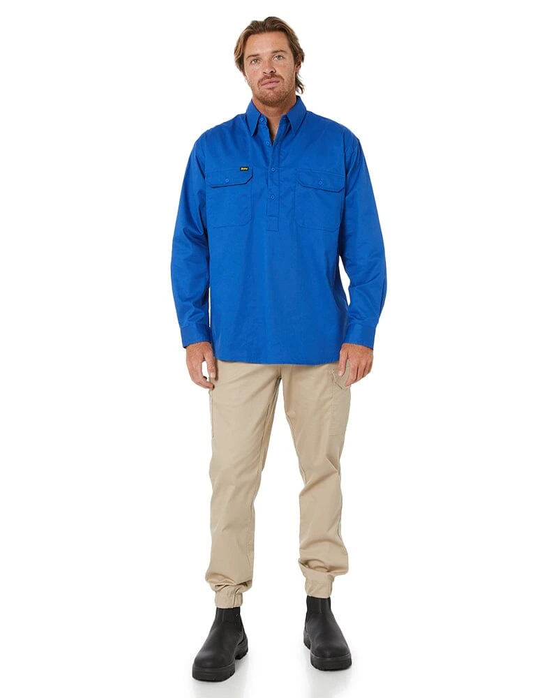 Bisley Closed Front Mens Lightweight LS Drill Shirt - Royal 4 Bisley Closed Front Mens Lightweight LS Drill Shirt - Royal - Image 2