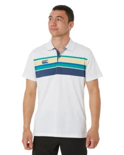 Canterbury Chest Band Stripe Polo - White