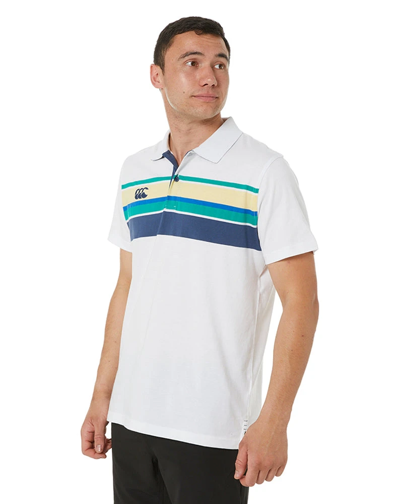 Canterbury Chest Band Stripe Polo - White 5 Canterbury Chest Band Stripe Polo - White - Image 3