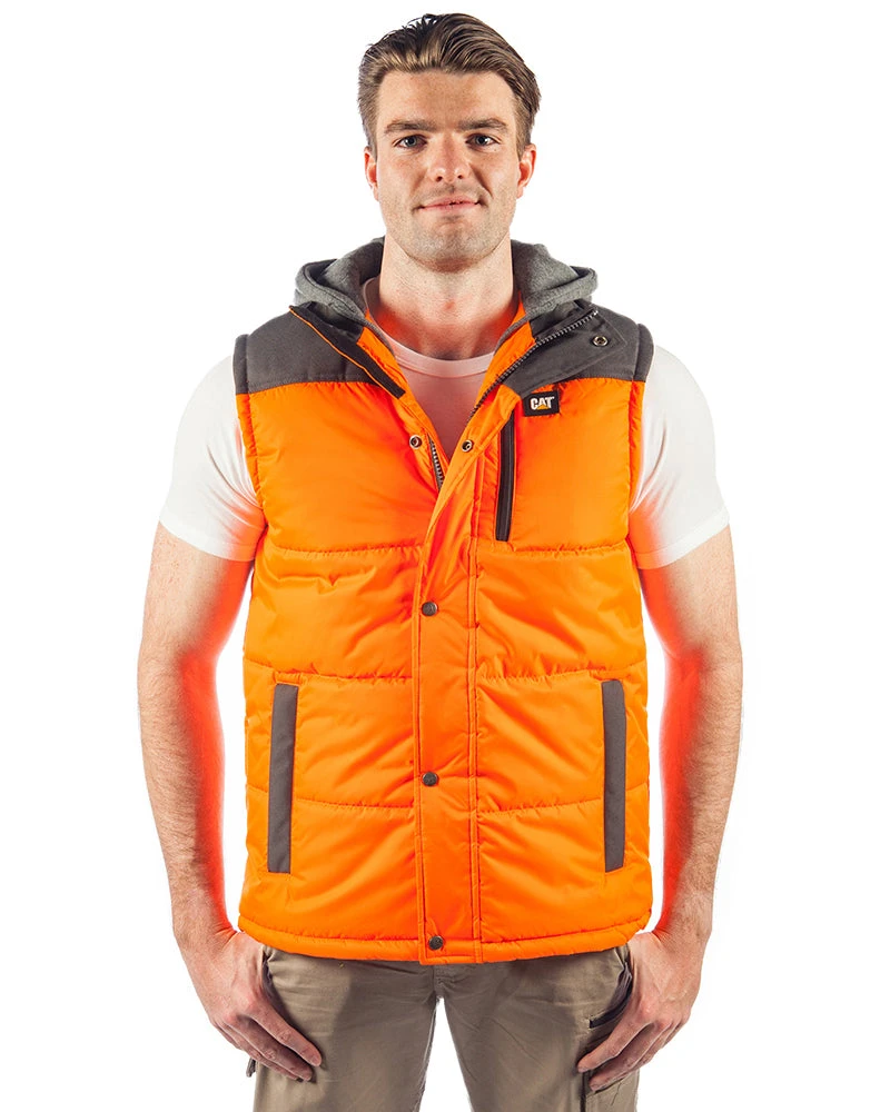CATerpillar Hi Vis Hooded Work Vest - Orange 3 CATerpillar Hi Vis Hooded Work Vest - Orange