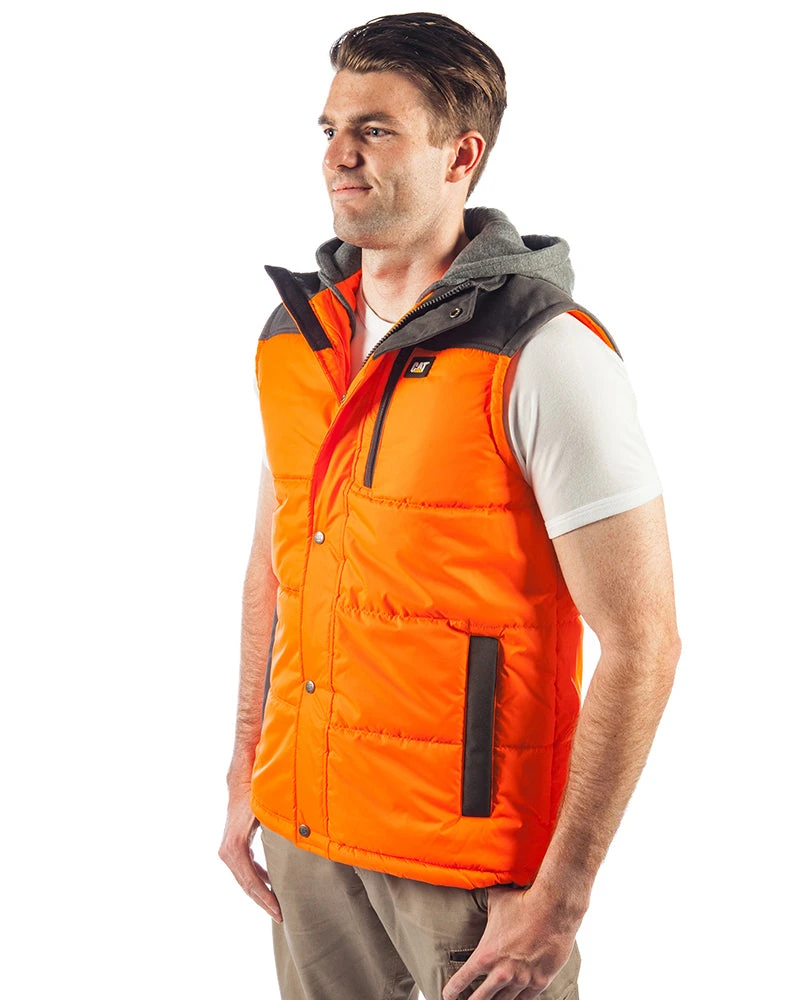 CATerpillar Hi Vis Hooded Work Vest - Orange 4 CATerpillar Hi Vis Hooded Work Vest - Orange - Image 2