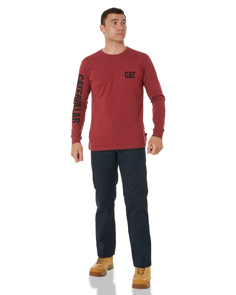 CATerpillar Trademark Banner LS Tee - Brick Heather 4 CATerpillar Trademark Banner LS Tee - Brick Heather - Image 2