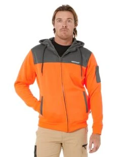 CATerpillar Hi Vis Full Zip Hoodie - Orange/Grey
