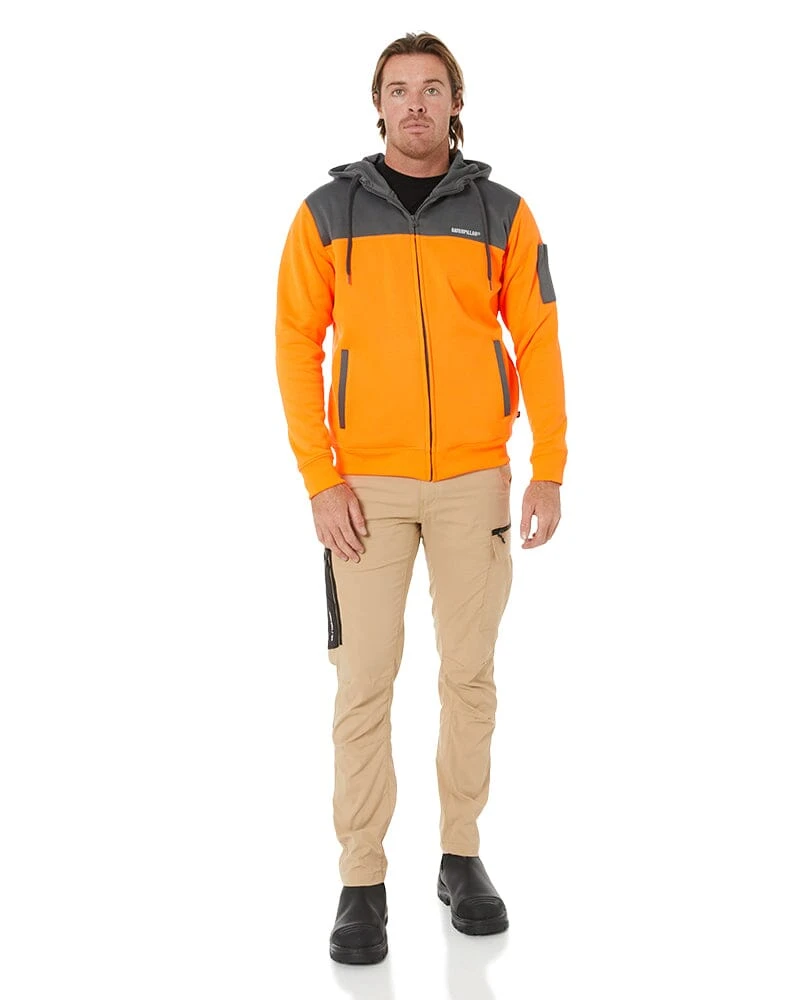 CATerpillar Hi Vis Full Zip Hoodie - Orange/Grey 4 CATerpillar Hi Vis Full Zip Hoodie - Orange/Grey - Image 2