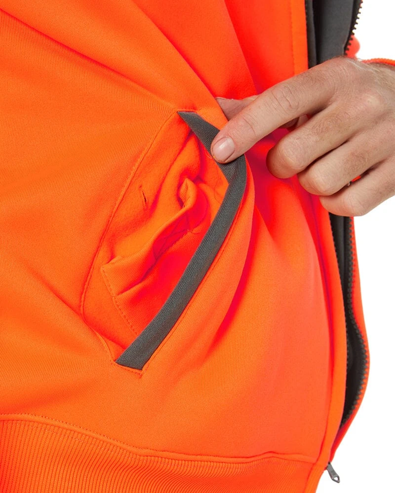 CATerpillar Hi Vis Full Zip Hoodie - Orange/Grey 9 CATerpillar Hi Vis Full Zip Hoodie - Orange/Grey - Image 7