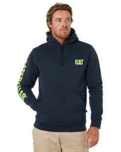CATerpillar Trademark Banner Hooded Sweatshirt - Eclipse/Hi Vis Yellow
