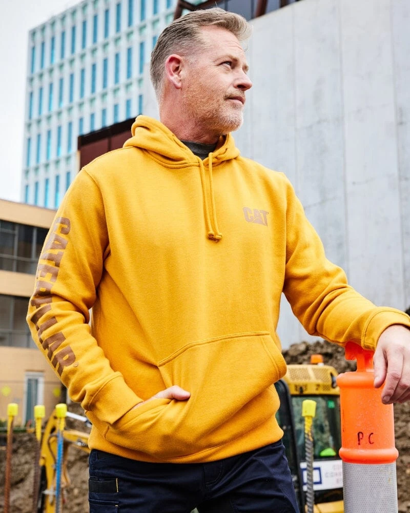 CATerpillar Trademark Banner Hooded Sweatshirt - Mustard Yellow Heather 3 CATerpillar Trademark Banner Hooded Sweatshirt - Mustard Yellow Heather