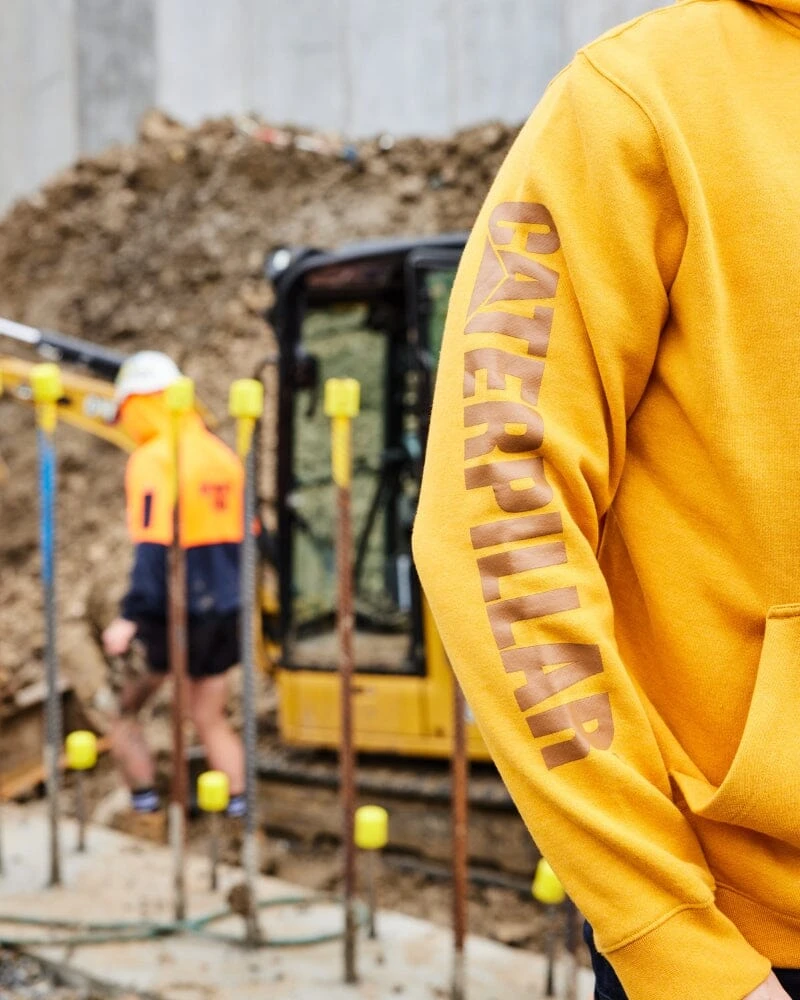 CATerpillar Trademark Banner Hooded Sweatshirt - Mustard Yellow Heather 4 CATerpillar Trademark Banner Hooded Sweatshirt - Mustard Yellow Heather - Image 2