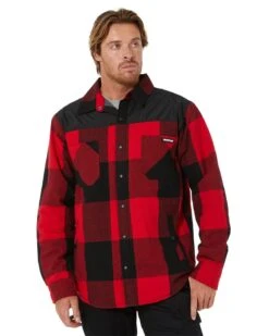 CATerpillar Buffalo Check Insulated Shirt Jacket - Black/Red Hot Plaid