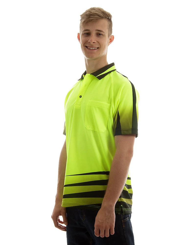 Hi Vis Rippa Sub Polo Shirt - Lime/Black 4 Hi Vis Rippa Sub Polo Shirt - Lime/Black - Image 2