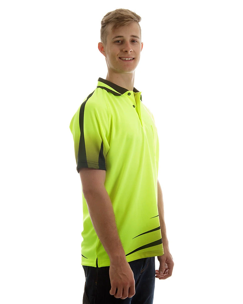 Hi Vis Rippa Sub Polo Shirt - Lime/Black 6 Hi Vis Rippa Sub Polo Shirt - Lime/Black - Image 4